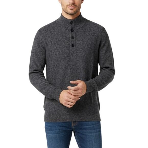 Red Ale Henley Sweater Mock Neck Pullover Gray Charcoal Long Sleeve NWT Size M - Picture 1 of 8